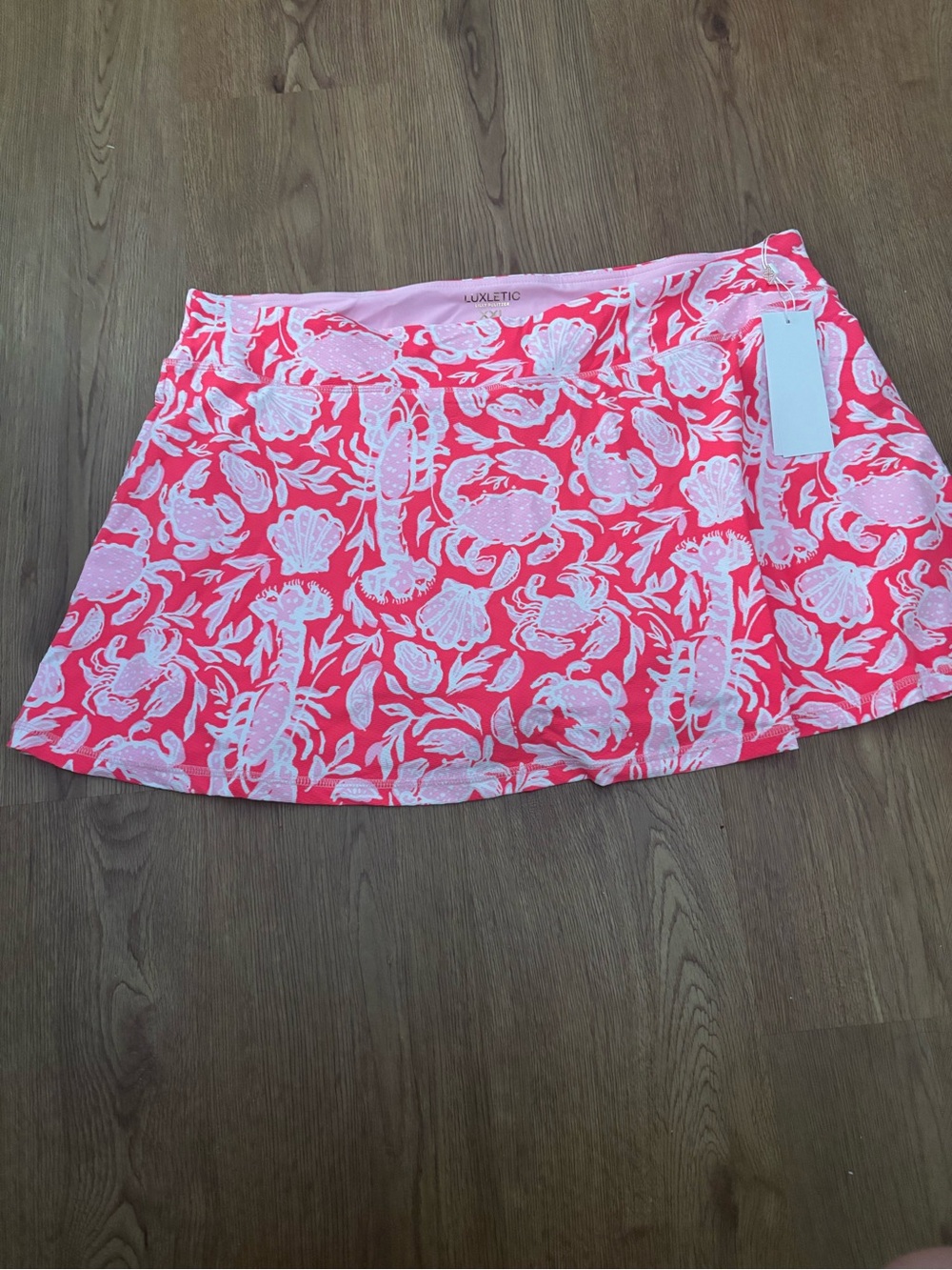 Lilly Pulitzer Luxletic Coral and Light Pink Shell-Print Mini Skirt